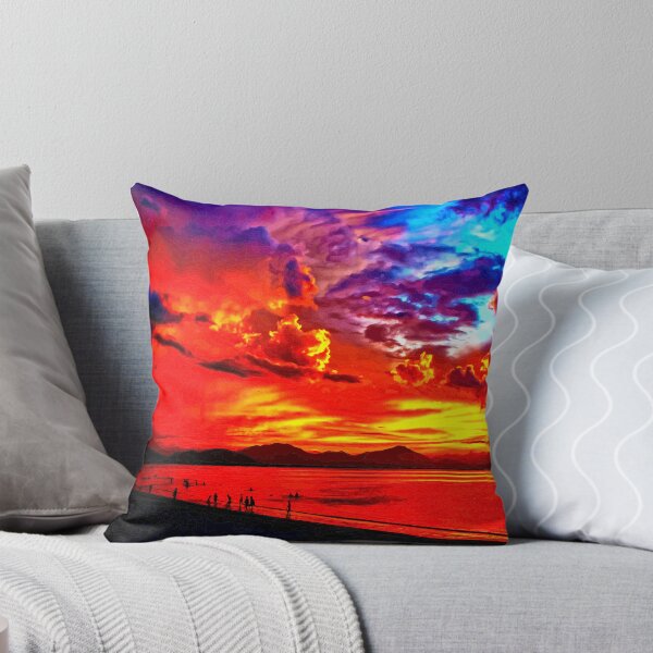 Artikelvorschau, Seascape Beach Lakeside Orange Blau entworfen und verkauft von ChristinasMess.