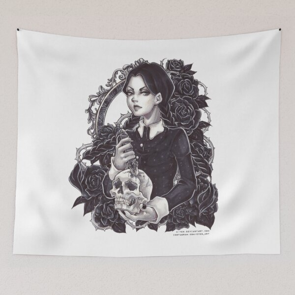 Item preview, Wednesday Addams Morticia Addams Fan art Drawing designed and sold by Gile-Shop.