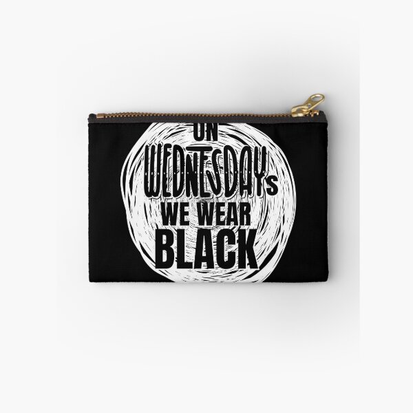 Item preview, On Wednesdays We Wear Black white scribble in black text designed and sold by KatsCanvas.