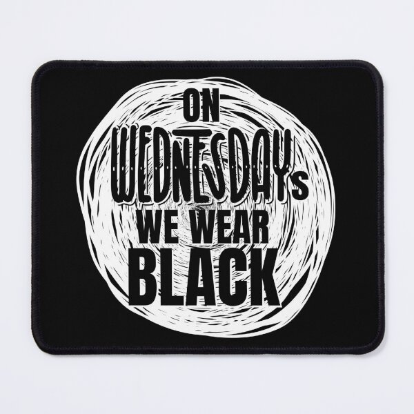 Item preview, On Wednesdays We Wear Black white scribble in black text designed and sold by KatsCanvas.