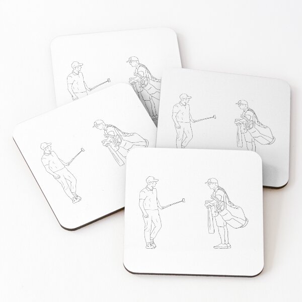 Item preview, Golf line art, golfer and caddie, golf designed and sold by Kaleikaydesign.