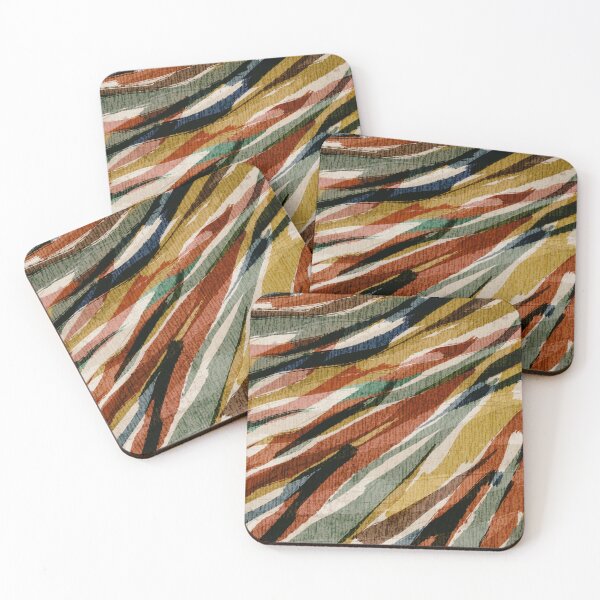 Item preview, Graphic Zebra Stripe Earth Colours Rust Yellow Green Blue Cream designed and sold by jocelynsart.