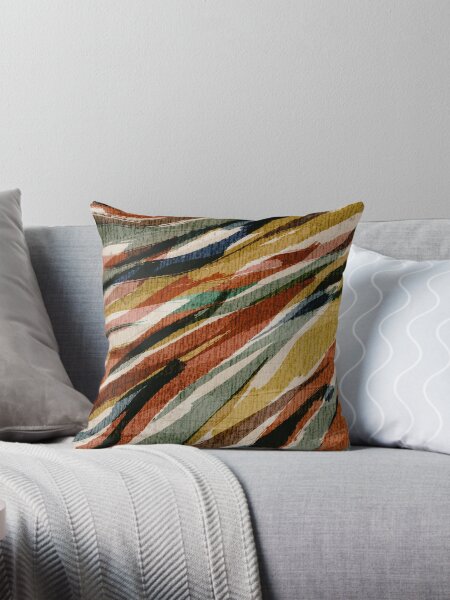 Aperçu de l'œuvre Graphique Zebra Stripe Terre Couleurs Rouille Jaune Vert Bleu Crème créée et vendue par jocelynsart.
