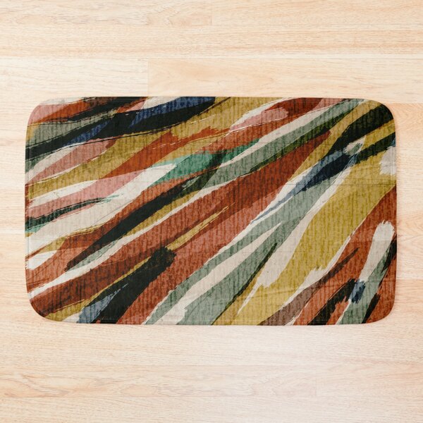 Item preview, Graphic Zebra Stripe Earth Colours Rust Yellow Green Blue Cream designed and sold by jocelynsart.