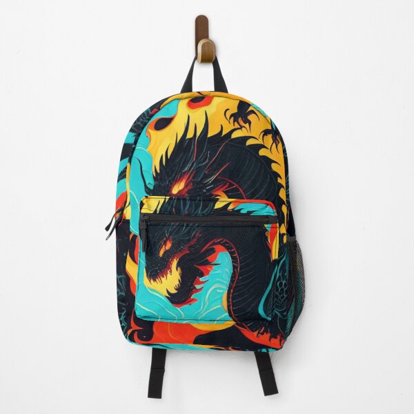 Item preview, Soaring in Flight, Black, Blue and Gold, Colorful Chromatic Fiery Dragons designed and sold by Adorations.