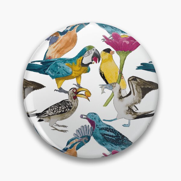 Item preview, Bird Feeding Frenzy Watercolour White designed and sold by Nicky Rollings.