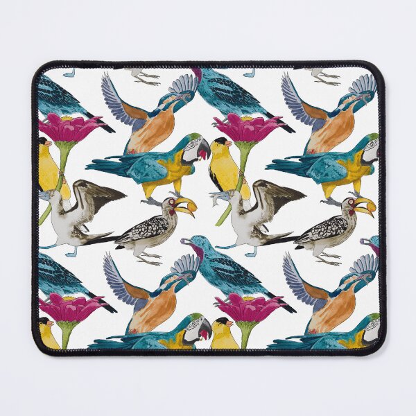 Item preview, Bird Feeding Frenzy Watercolour White designed and sold by Nicky Rollings.