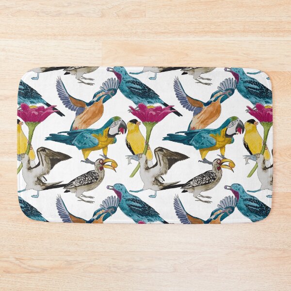 Item preview, Bird Feeding Frenzy Watercolour White designed and sold by Nicky Rollings.
