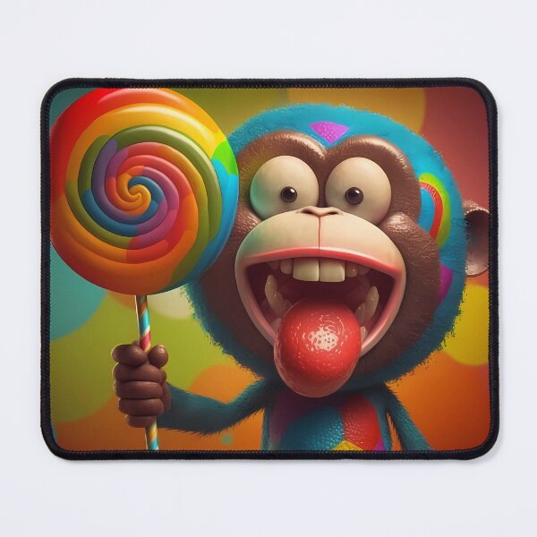 Item preview, lollipop and funny monkey, bubble gum bubbles, illustration drawing designed and sold by by-natiko.