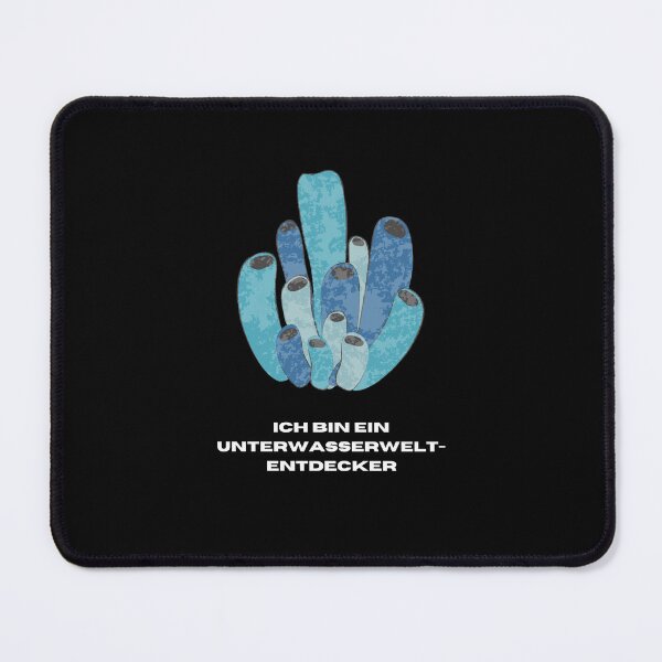 Item preview, "Ich bin ein Unterwasserwelt-Entdecker" (I'm an underwater world explorer) with a blue coral picture and black background designed and sold by RM-Journey.