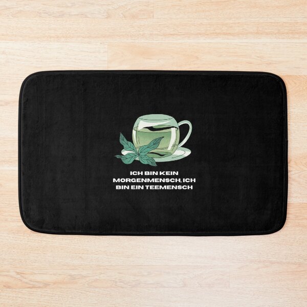 Item preview, "Ich bin kein Morgenmensch, ich bin ein Teemensch" (I'm not a morning person, I'm a tea person) with a picture of a green tea cup designed and sold by RM-Journey.