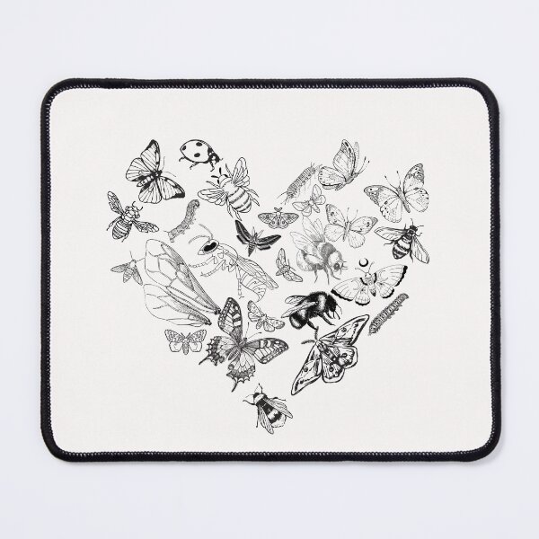 Item preview,  Butterfly & Bee Pollinators Heart Shape Black Line Drawing Design designed and sold by EarthArtDesigns.