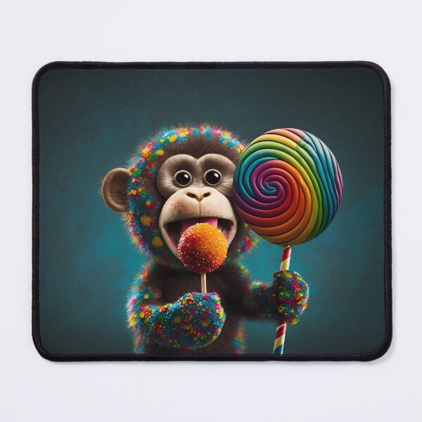 Item preview, Lollipop and funny monkey, bubble gum bubbles, illustration drawing designed and sold by by-natiko.