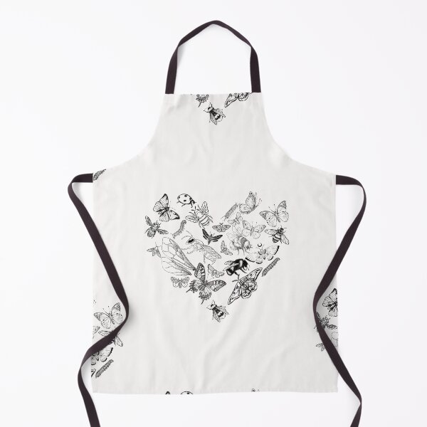 Item preview, Butterfly & Bee Pollinators Heart Shape Black Line Drawing Design designed and sold by EarthArtDesigns.