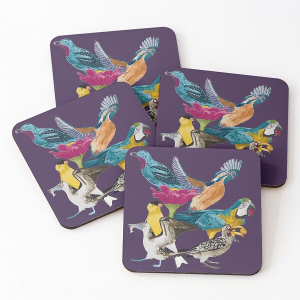 Item preview, Bird Feeding Frenzy Watercolour Dark designed and sold by Nicky Rollings.