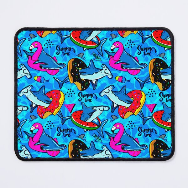 Item preview, Floaty Flaming Summer Time Shark Donut Lake Ocean Pool designed and sold by ChristinasMess.