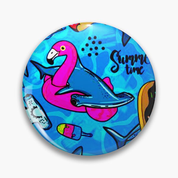 Item preview, Floaty Flaming Summer Time Shark Donut Lake Ocean Pool designed and sold by ChristinasMess.