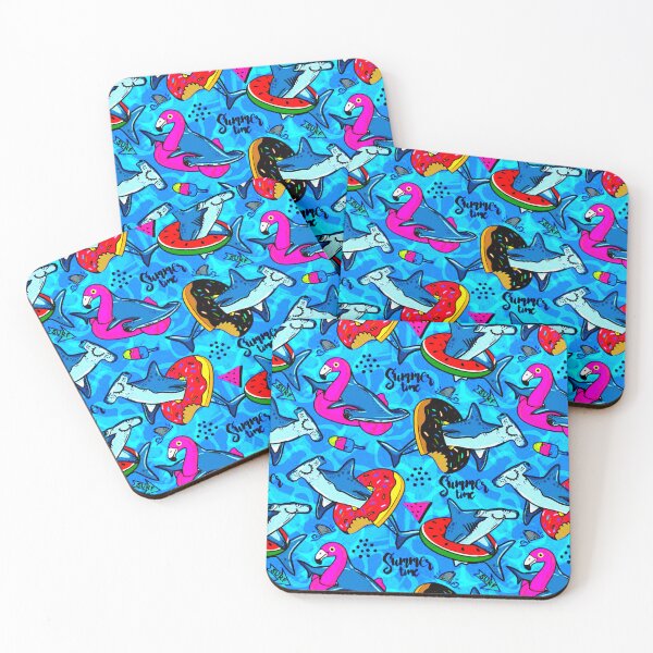 Item preview, Floaty Flaming Summer Time Shark Donut Lake Ocean Pool designed and sold by ChristinasMess.