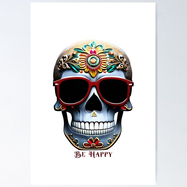 Item preview, Be Happy, Colorful Sugar Skull designed and sold by The-Hist-Image.