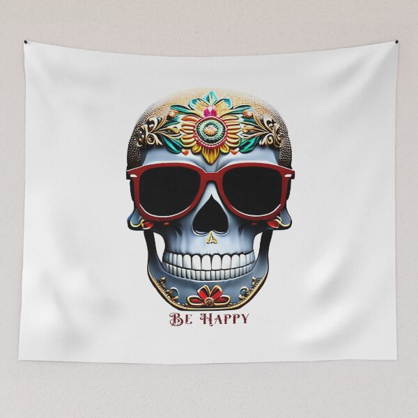 Item preview, Be Happy, Colorful Sugar Skull designed and sold by The-Hist-Image.