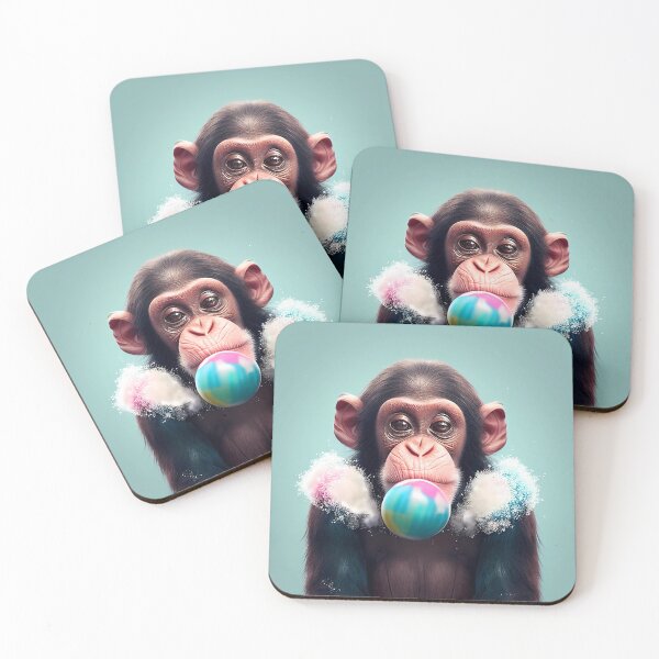 Item preview, Monkey, bubble gum bubbles, illustration drawing designed and sold by by-natiko.