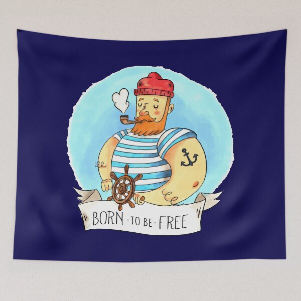 Item preview, Born To Be Free Sailor Boating Blue White  designed and sold by ChristinasMess.