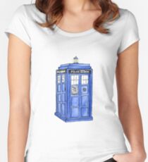 Watercolor Tardis Women's Fitted Scoop T-Shirt