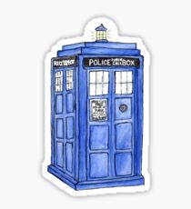 Watercolor Tardis Glossy Sticker