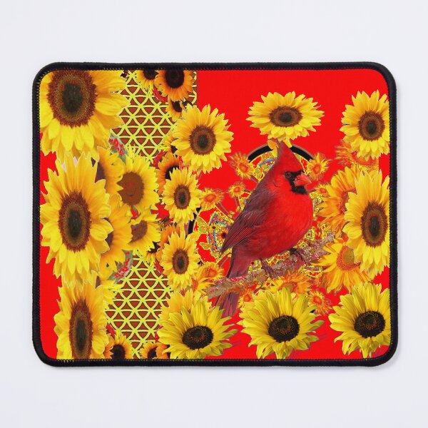 Item preview, RED CARDINAL YELLOW SUNFLOWERS DESIGN ART designed and sold by sharlesart.