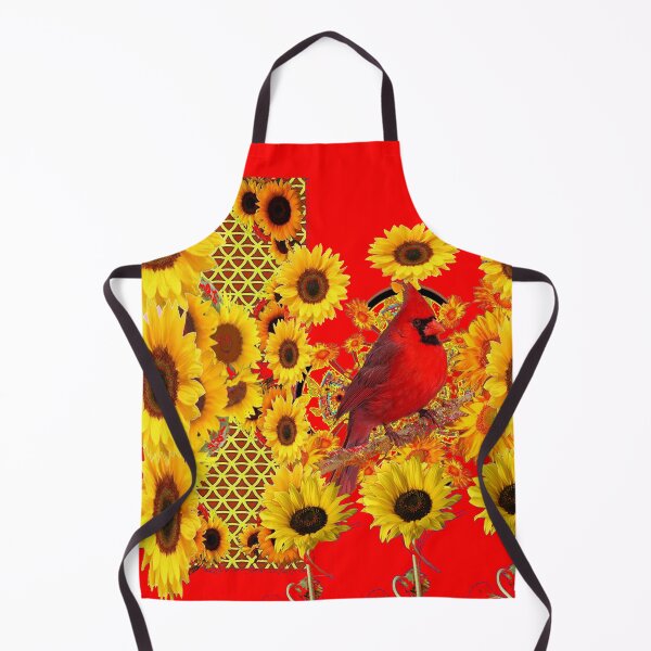 Item preview, RED CARDINAL YELLOW SUNFLOWERS DESIGN ART designed and sold by sharlesart.