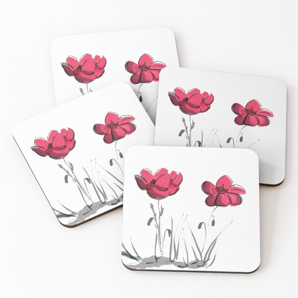 Item preview, Ink,watercolors, botanical, flowers,red,sumie, suibokuga  designed and sold by StudioMasha.