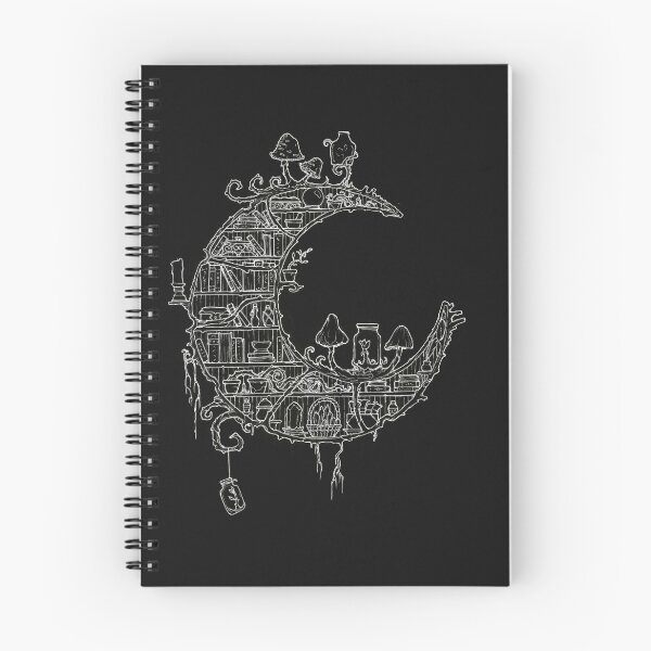 Item preview, Library Mushroom Moon (White Lineart) By Sam Deacon Art designed and sold by Sam Deacon Art.