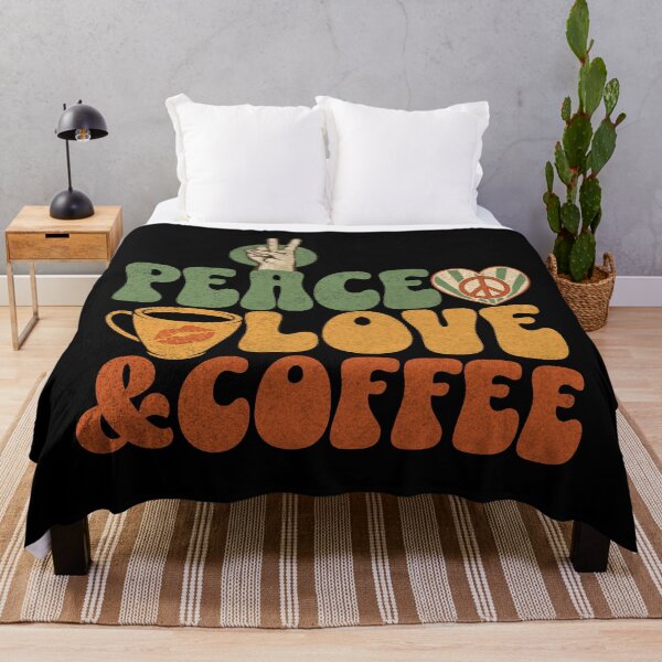 Item preview, Peace love and coffee - groovy coffee lover designed and sold by EvergreenWhimsy.