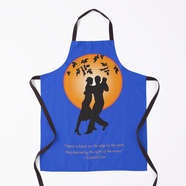 Item preview, Romantic scene of couple dancing under the moonlight with Edward Lear quote designed and sold by NurturingSpirit.