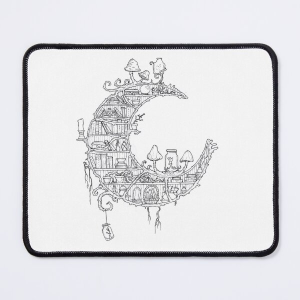 Item preview, Library Moon Fantasy Art (Black Lineart) by SamDeaconArt designed and sold by Sam Deacon Art.