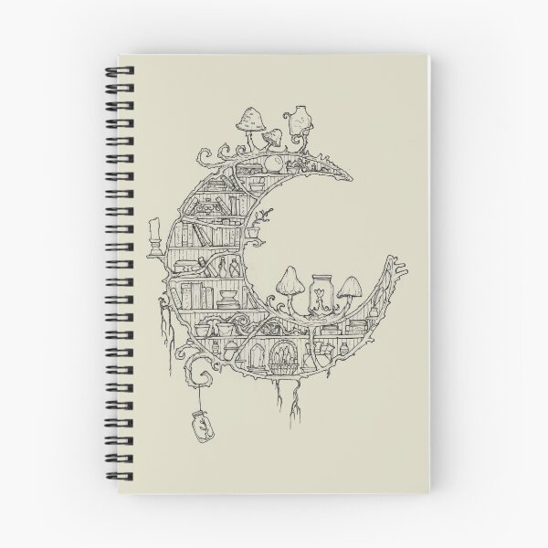 Item preview, Library Moon Fantasy Art (Black Lineart) by SamDeaconArt designed and sold by Sam Deacon Art.