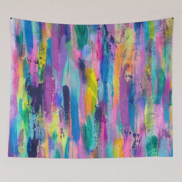 Item preview, Abstract Blue Rainbow Brush Strokes with Hot Pink designed and sold by Daydreamer Alley.