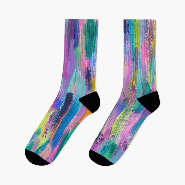 Item preview, Abstract Blue Rainbow Brush Strokes with Hot Pink designed and sold by Daydreamer Alley.