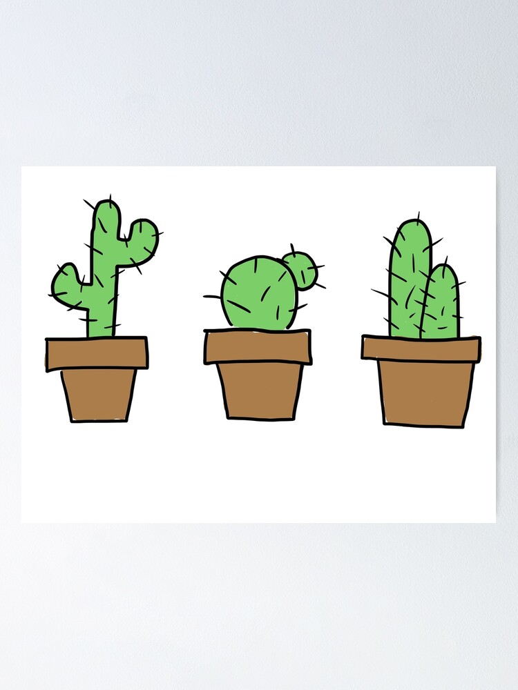 Cute Mini Cactus Set Poster for Sale by baileymincer
