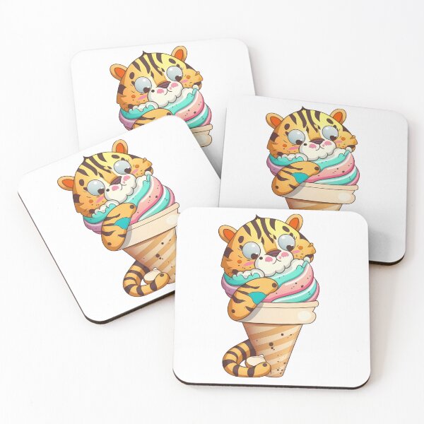 Item preview, Sweet Tiger Treat: Cute Cartoon Style Tiger in an Ice Cream Cone designed and sold by Sticker-by-Mia.