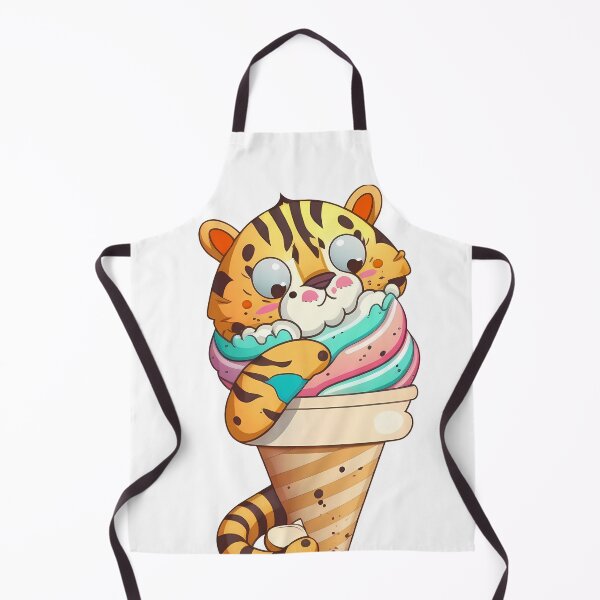 Item preview, Sweet Tiger Treat: Cute Cartoon Style Tiger in an Ice Cream Cone designed and sold by Sticker-by-Mia.