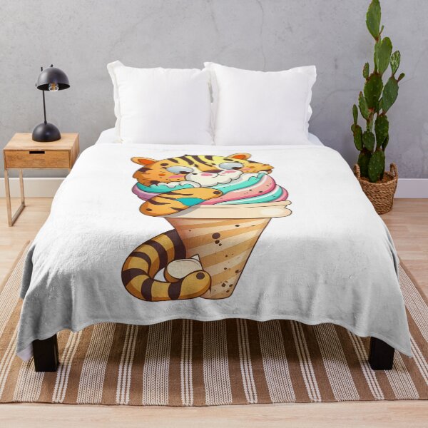 Item preview, Sweet Tiger Treat: Cute Cartoon Style Tiger in an Ice Cream Cone designed and sold by Sticker-by-Mia.