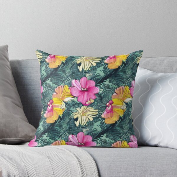 Item preview, Tropical Green Waves Pink Hibiscus Flower designed and sold by GSquaredDesigns.