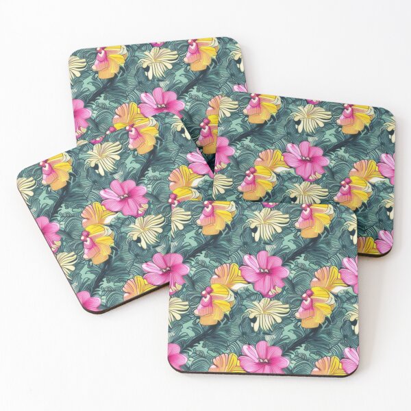 Item preview, Tropical Green Waves Pink Hibiscus Flower designed and sold by GSquaredDesigns.