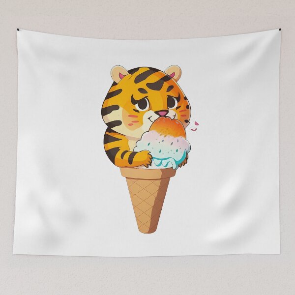 Item preview, Tigerlicious Ice Cream Cone: Whimsical and Fun Illustration designed and sold by Sticker-by-Mia.