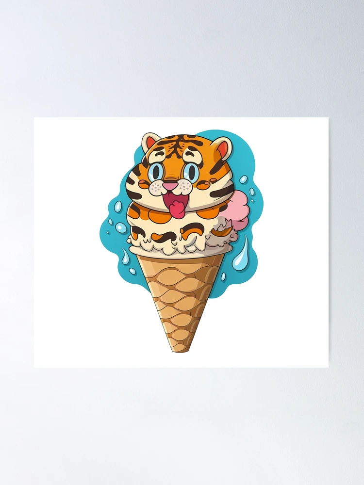 ICECREAM CONES TIGER OPEN SHIRT ＆PANTS fposter,medium,wall_texture,