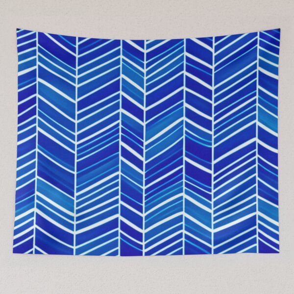 Item preview, Japanese Blue Stripes Illusion Slanted White designed and sold by GSquaredDesigns.