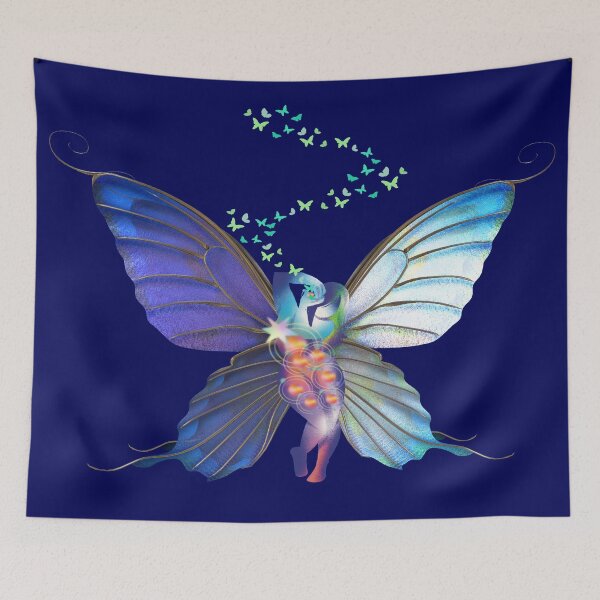 Item preview, Magical butterfly, illustration with beautiful mythical being in gradient colors with beautiful little butterflies flying. designed and sold by Malogue.