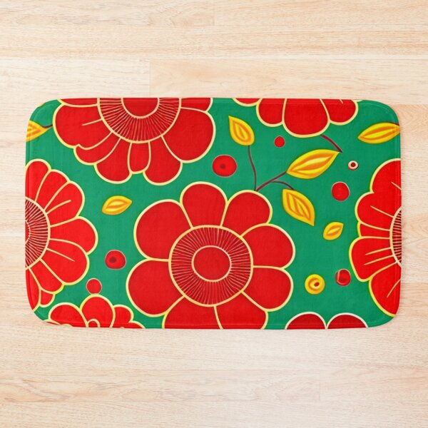 Item preview, Red Boho Rose Wallpaper Vintage Yellow Stem designed and sold by GSquaredDesigns.