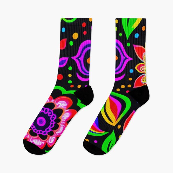 Item preview, Handrawn Boho Paisley Neon Flowers designed and sold by GSquaredDesigns.